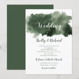 Pine Green Watercolor Wash Winter Hochzeit Einladung