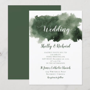 Pine Green Watercolor Wash Winter Hochzeit Einladung