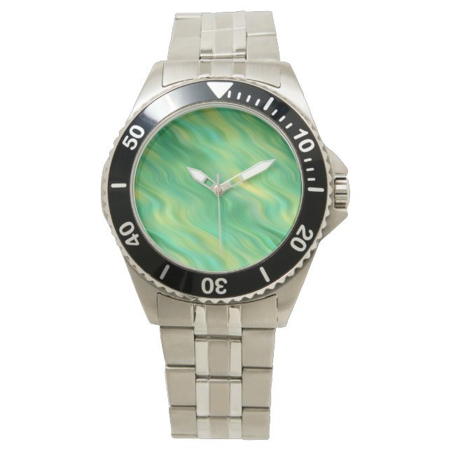 Pine Green Wavy Textur Armbanduhr (Vorderseite)