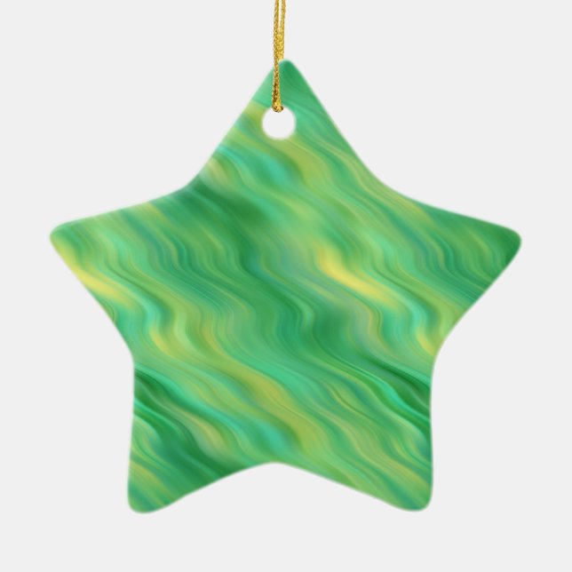 Pine Green Wavy Textur Keramik Ornament (Vorne)