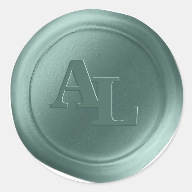 Pine Green Wax Siegel Monogram Wedding Stickers (Vorderseite)