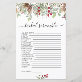 Pine Greenery Word Scramble Bridal Shower Game