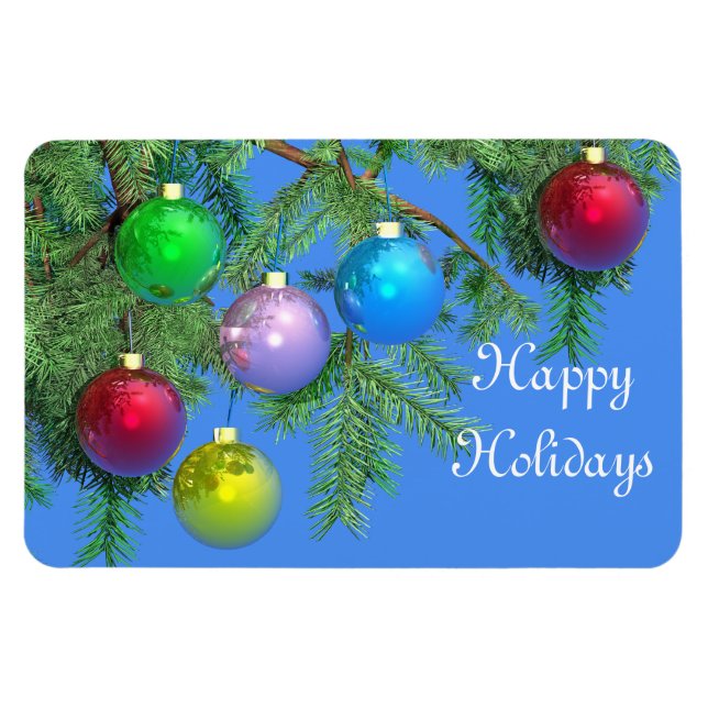 Pine Holiday in Blue Magnet (Horizontal)