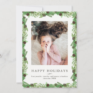 Pine Holiday und Chalkboard Weihnachts-Foto Feiertagskarte