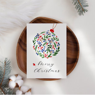 Pine Holly Wreath Business Weihnachtskarte
