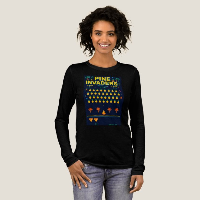 Pine Invaders-Pineapple Empire Retro Games Serie Tri-Blend Shirt (Volle Vorderseite)