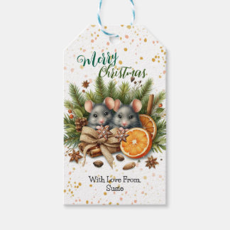 Pine-Jute und Weihnachtsmäuse Weihnachten Geschenkanhänger