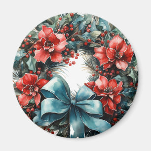 Pine Kreath mit Holly Christmas Magnet