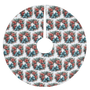 Pine Kreath mit Holly Christmas Pattern Polyester Weihnachtsbaumdecke