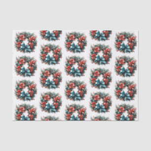 Pine Kreath mit Holly Christmas Pattern Seidenpapier