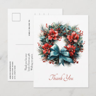 Pine Kreath mit Holly Christmas Vielen Dank Postkarte