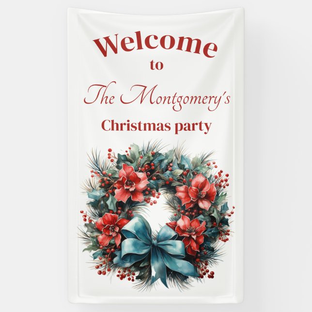 Pine Kreath mit Holly Festivals Weihnachten Banner (Vertikal)