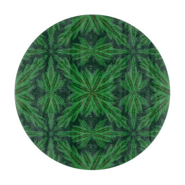Pine Mandala Forest Glass Cutting Board Schneidebrett (Vorderseite)