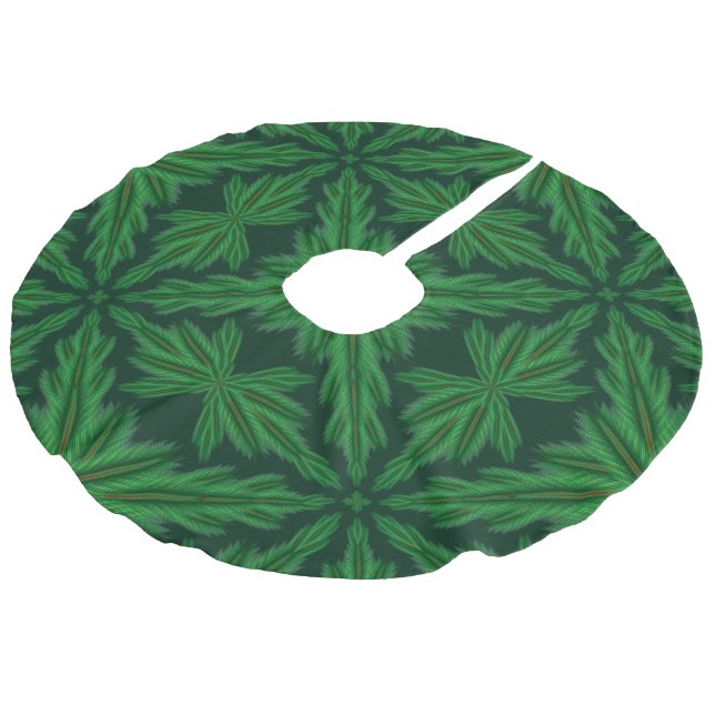 Pine Mandala Forest Tree Skirt Leinenimitat Weihnachtsbaumdecke (Schrägansicht)