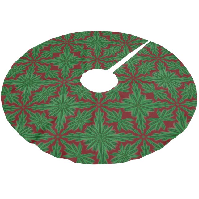 Pine Mandala Garnet Tree Skirt Polyester Weihnachtsbaumdecke (Schrägansicht)