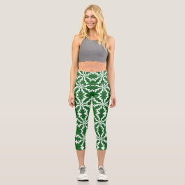 Pine Mandala Hoch waisted Capri Leggings