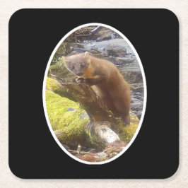 Pine Marten auf Log Paper Untersetzer