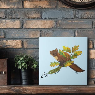 Pine Marten Herbstleaves Fliese