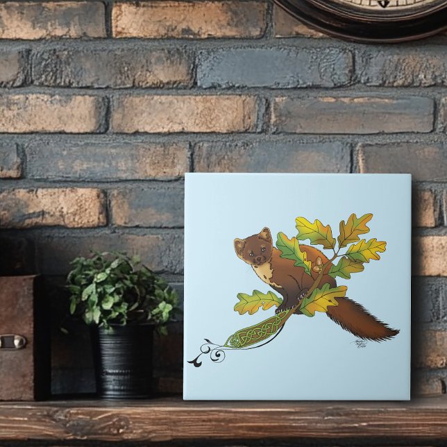 Pine Marten Herbstleaves Fliese (Von Creator hochgeladen)