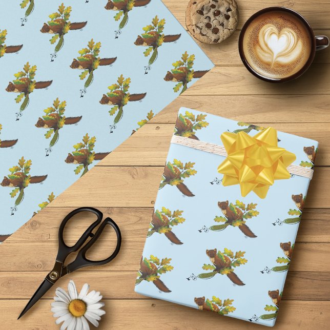 Pine Marten Herbstleaves Geschenkpapier (Von Creator hochgeladen)