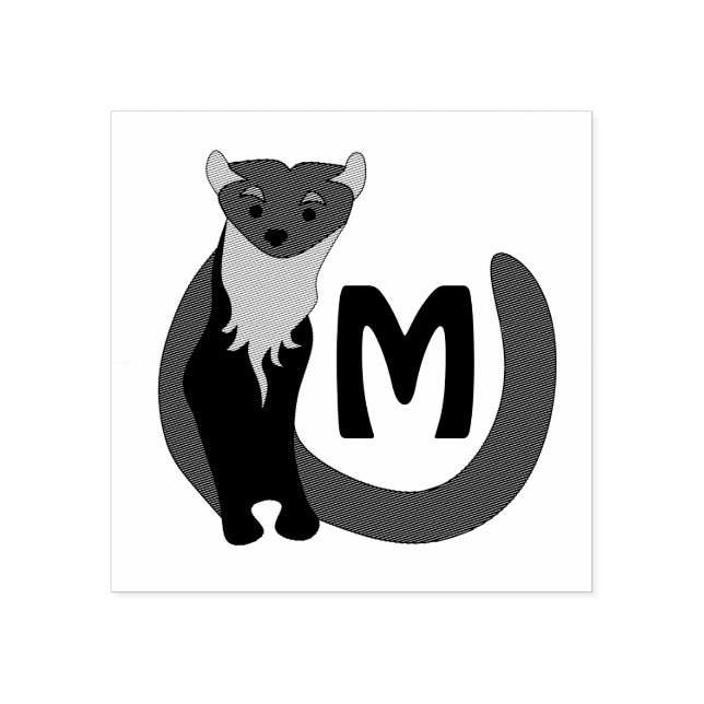 Pine-Marten-Monogramm Gummistempel (Prägung)