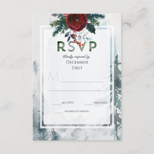Pine Mountain Rose Winter Hochzeit UAWG Begleitkarte