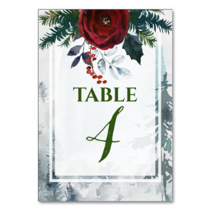 Pine Mountain Rose Winterhochzeit Tischnummer