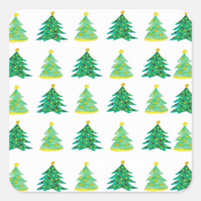 Pine-Muster Quadratischer Aufkleber (Vorderseite)