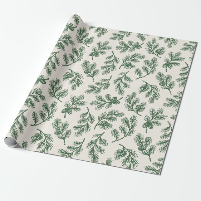 Pine Needle Lane - Botanical Pinecone Print Geschenkpapier (Ungerollt)
