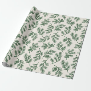 Pine Needle Lane - Botanisches Kiefernzapfen-Muste Geschenkpapier