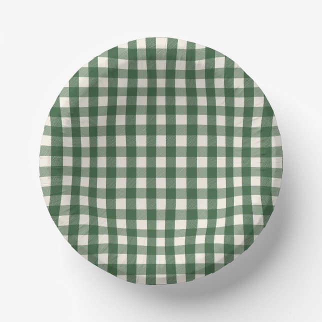 Pine Needle Lane - Pine Green Gingham Pattern Pappteller (Vorderseite)