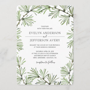 Pine Needles Moderne Winterhochzeit Einladung