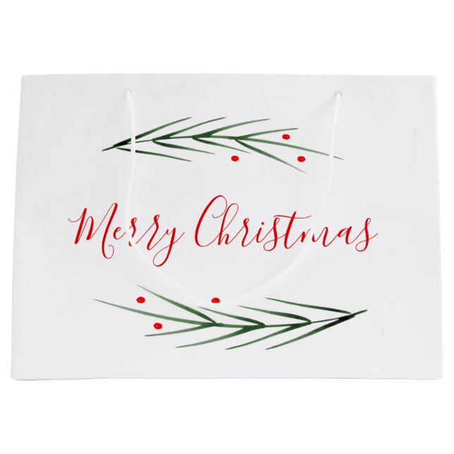 Pine-Needles und Berries Große Geschenktüte (Vorderseite)