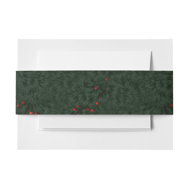 Pine Needles und Red Berries Einladungsbanderole (Vorderseite Beispiel)