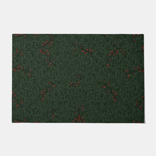 Pine Needles und Red Berries Fußmatte (Vorderseite)