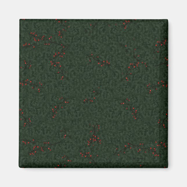 Pine Needles und Red Berries Magnet (Vorne)