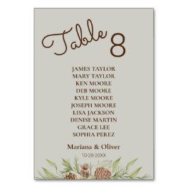 Pine Pine Beige Tischnummer Card mit Namen
