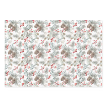 Pine Pine Cones Red Berries Weihnachten