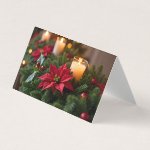 Pine Poinsettia bougies Carte de Noël