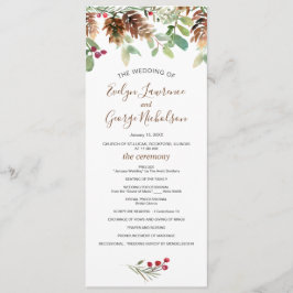 Pine Red Berry Winter Greenerity Wedding Program Programm