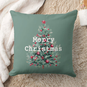 Pine Red Merry Christmas Tree Santa (auf der Rücks Kissen