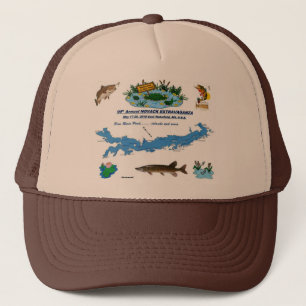 Pine River Pond NH - GO FISH Brown Trucker Hat Truckerkappe