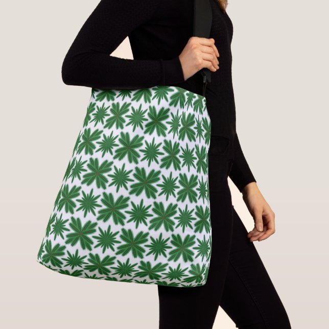Pine Snowflakes Crossbody Bag (2 Größen) Tragetaschen Mit Langen Trägern (Von Nahem)