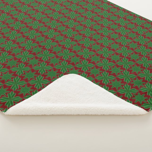 Pine Snowflakes Garnet Sherpa Blanket (3 Größen) Sherpadecke (3/4)