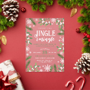 Pine Snowflakes Jingle & Mingle Weihnachts-Party Acryleinladungen