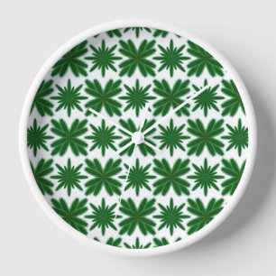 Pine Snowflakes Wood Gerahmte Uhr