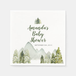 Pine Tree Adventure Mountain Babydusche Napkins Serviette