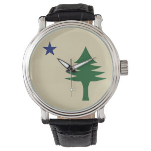 Pine tree and star 1901 Fahne des Maine-Staat Armbanduhr