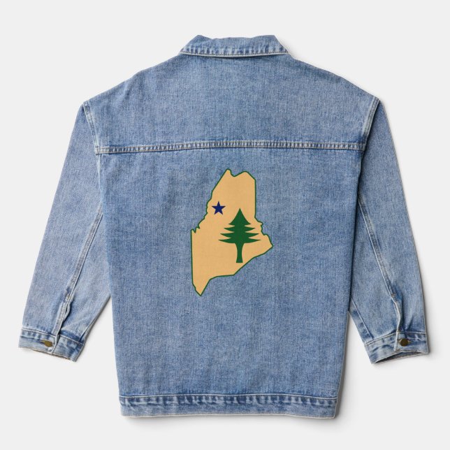 Pine tree and star 1901 Fahnenkarte des Maine-Staa Jeansjacke (Rückseite)