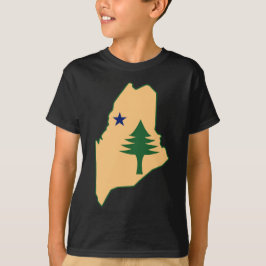 Pine tree and star 1901 Fahnenkarte des Maine-Staa T-Shirt